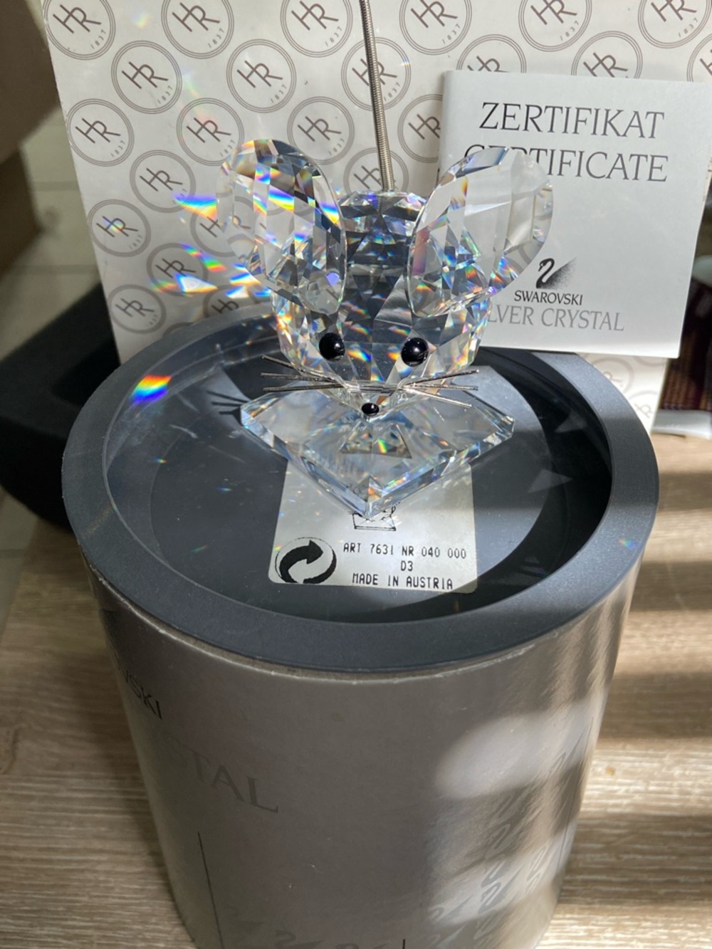 Vintage SWAROVSKI Silver Crystal Mouse Spring Tail #7631 NR 040 Figurine Austria